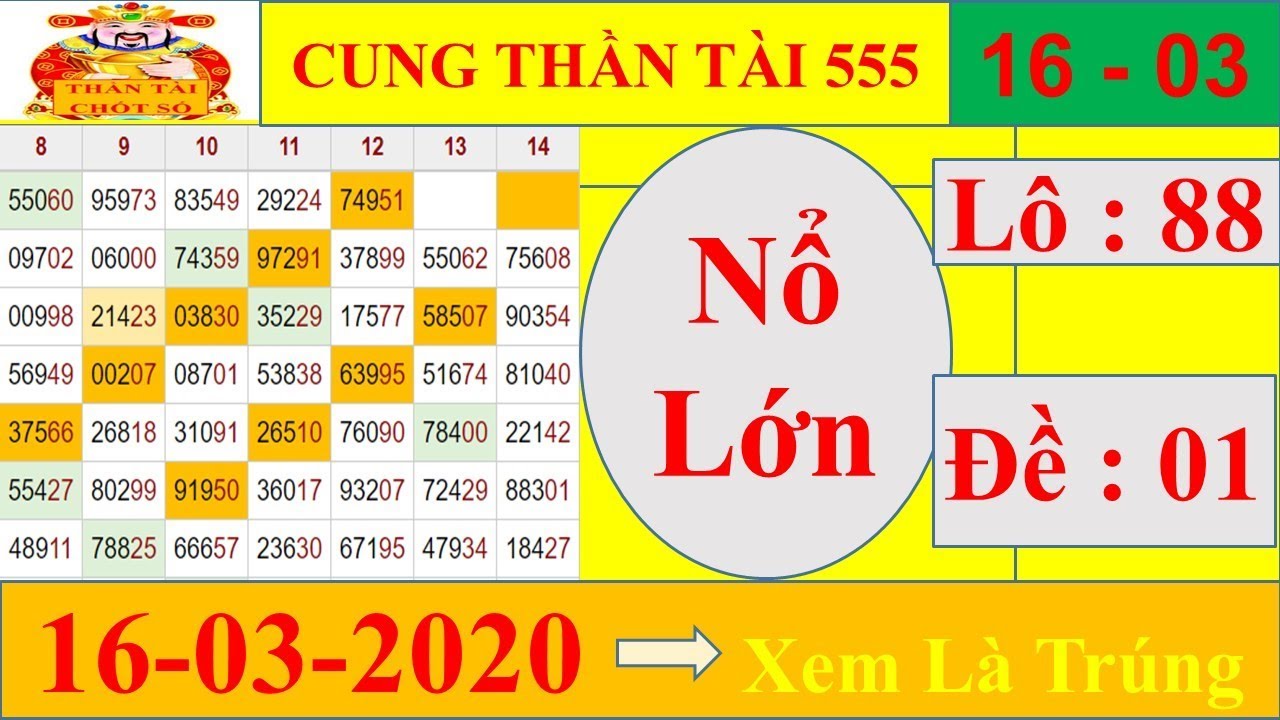 CUNG THẦN TÀI 555- SOI CẦU XSMB 16/3/2020- SOI CẦU MIỀN BẮC 16/3/2020- CẦU LÔ ĐỀ PHẢI NỔ