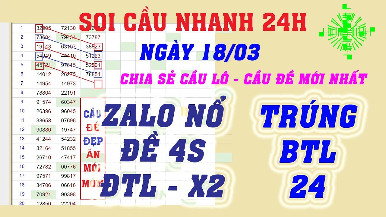 Soi Cầu Nhanh 18/03, Bạch thủ lô, Lô khung, Bạch thủ đề, Chốt số lô đề xsmb