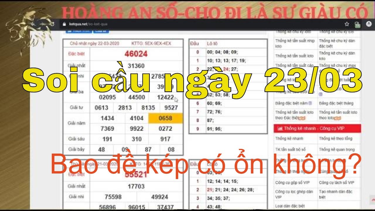 Soi Cau XSMB 23/03/2020| Soi Cầu Lô Đề |THÁNH LÔ XSMB |Xổ Số Hoàng An | Hoàng An