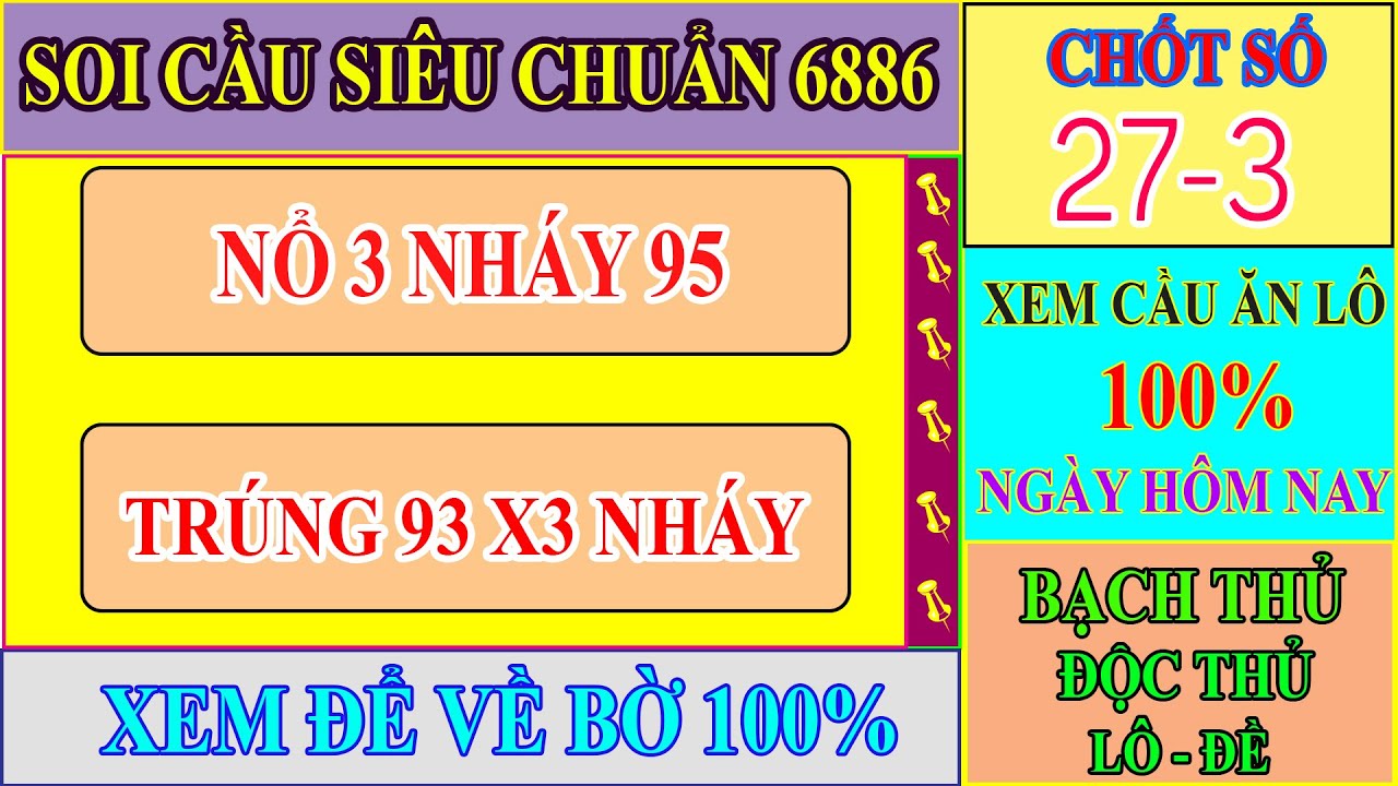 SOI CẦU XSMB NGÀY 27/3 | TÌM CẦU BẠCH THỦ CHUẨN NHẤT | CẦU 2 NHÁY | SOI CẦU SIÊU CHUẨN 6886