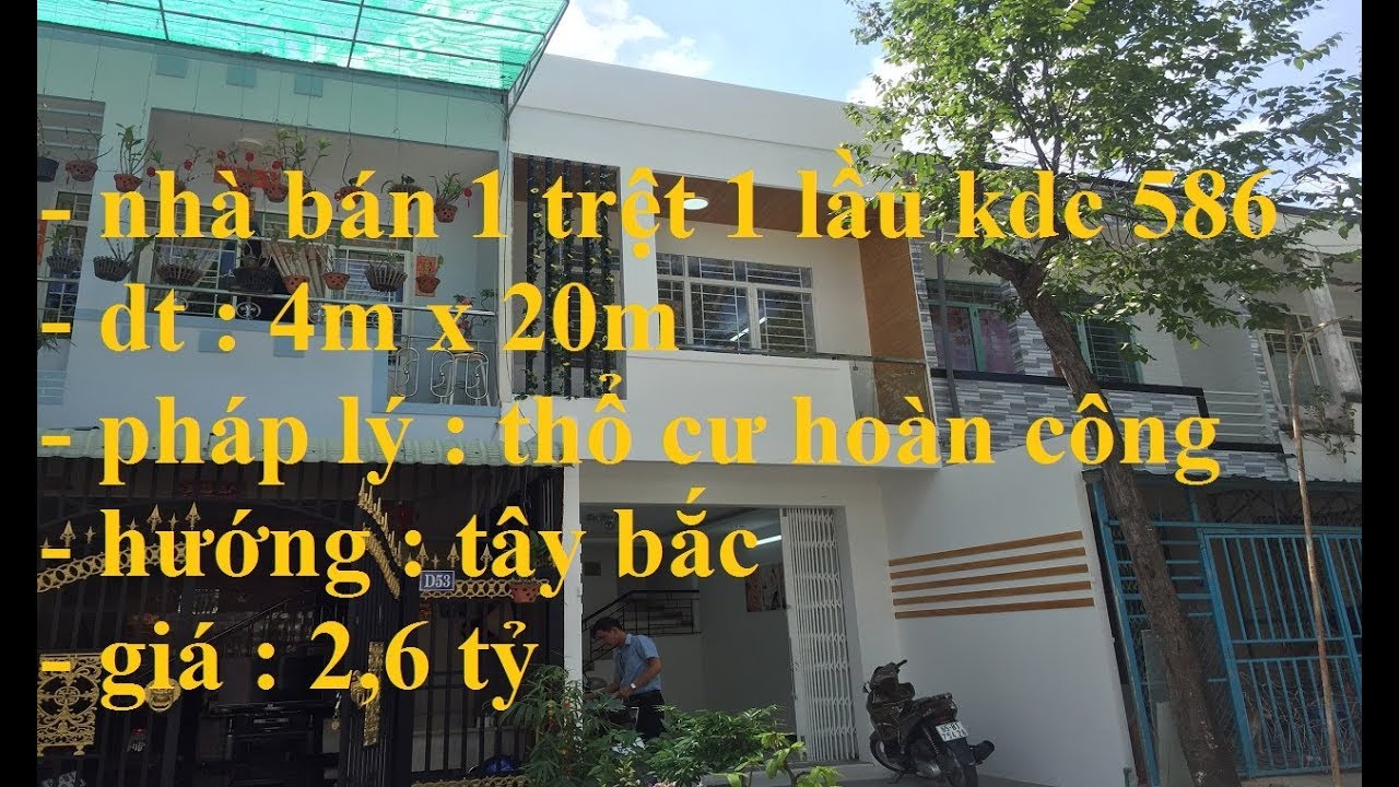 Bán nhà 1 trệt 1 lầu kdc 586, đường số 56, cái răng, cần thơ