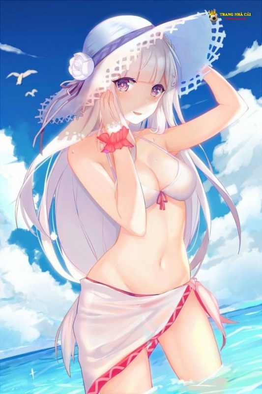 Cô gái anime sexy đang tạo dáng gợi tình trên bãi biển